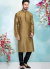 Brown Colour Fancy New Party And Function Wear Traditional Pure Art Banarasi Silk Kurta Pajama Redymade Collection 1032-8386